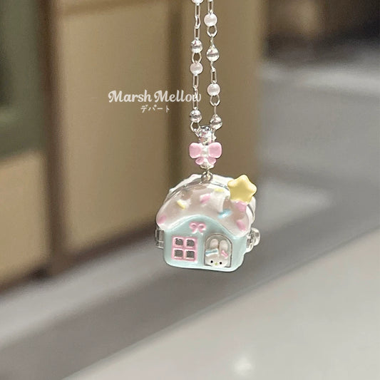 Cream Dessert House Necklace Pendant