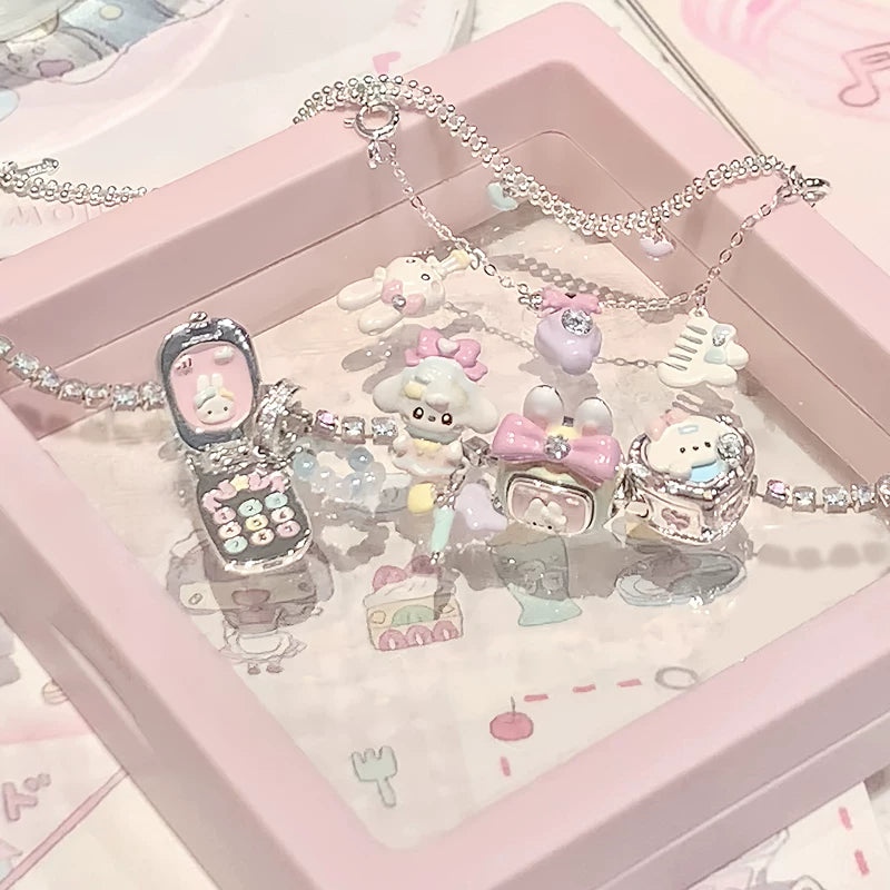 Fujima Ma - Enamel silver plated bracelet with girls charm - Detail View 7
