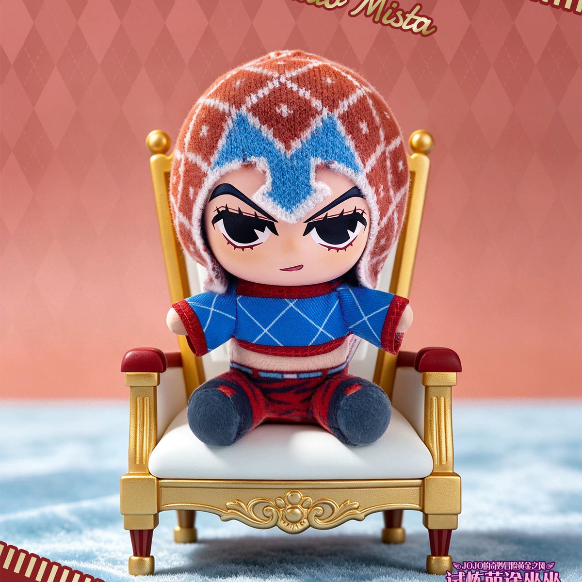 Golden Wind plush keychain Guido Mista on throne display base