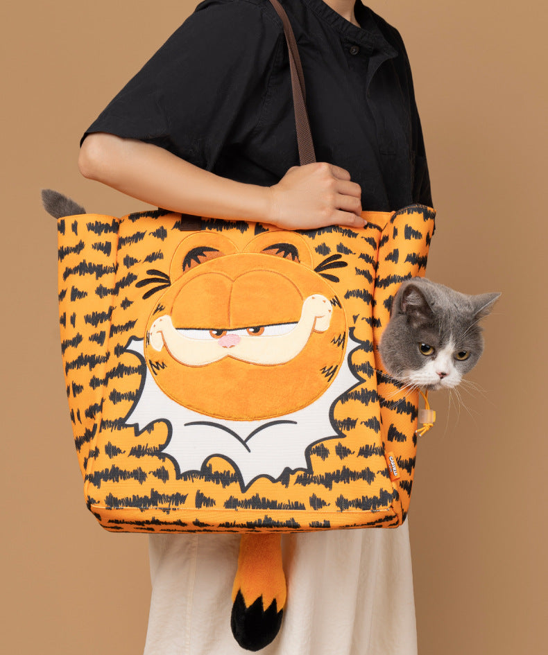 Fujima Ma - Garfield ✦ Retro "Lazy Monday" Pet Tote Bag / Carrier - Detail View 2