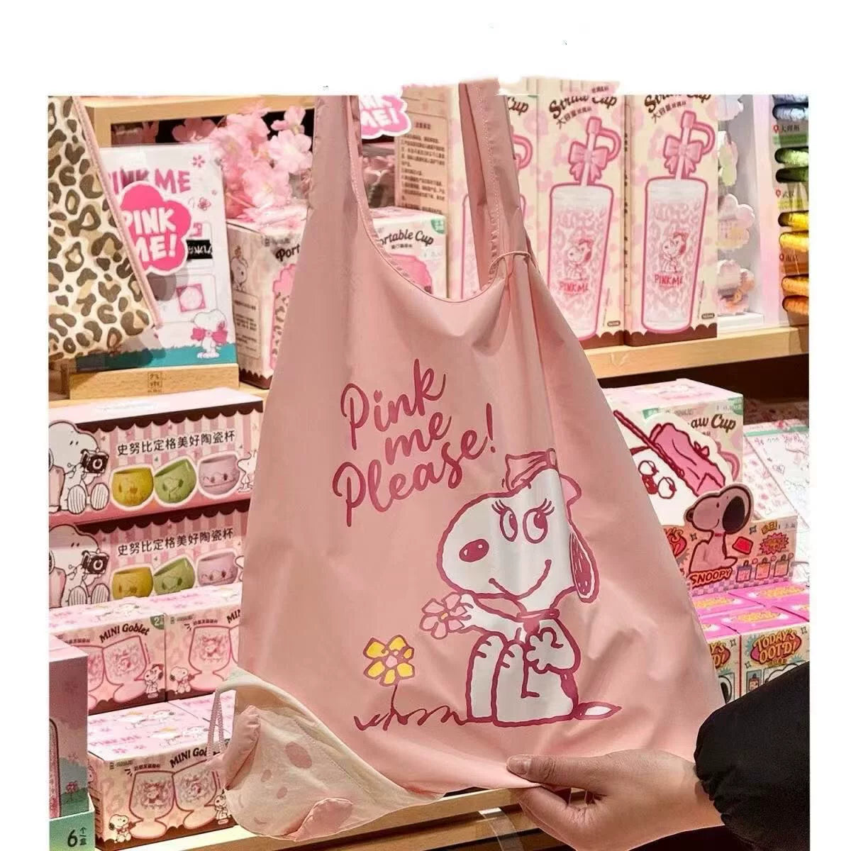 Fujima Ma - Sakura Season Snoopy Aesthetic Shopping Bag - Detail View 4
