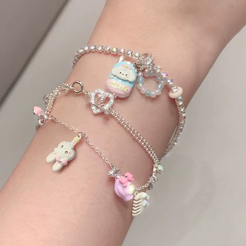 Fujima Ma - Enamel silver plated bracelet with girls charm - Detail View 6