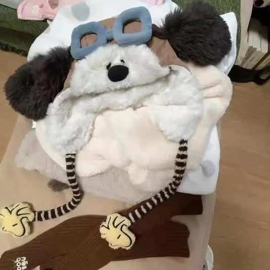 Fujima Ma - [ARCHIVE] Snoopy: "Forever Young" Pilot Trapper Hat • 90s Vintage Aesthetic - Detail View 1