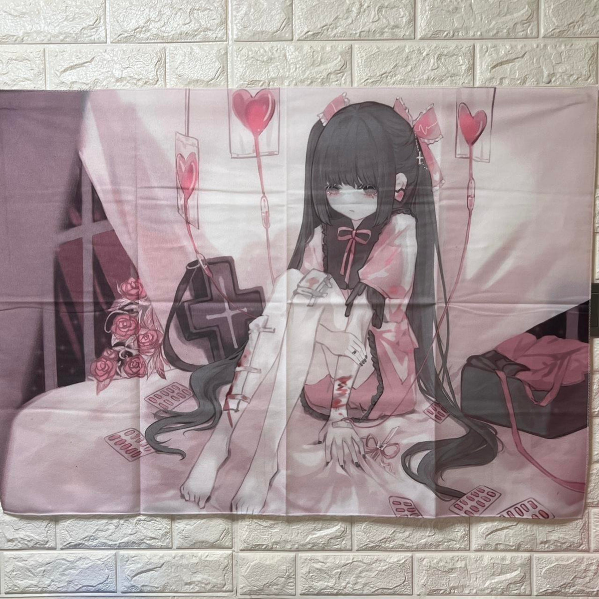 Jirai Kei Wall Tapestry — Yami Kawaii Anime Art (82×70cm)