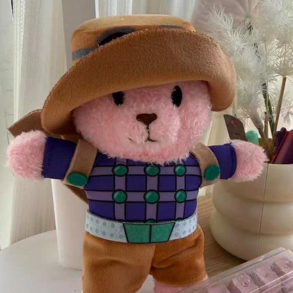 Pink Cowboy Teddy Bear Plush Keychain - full body front view
