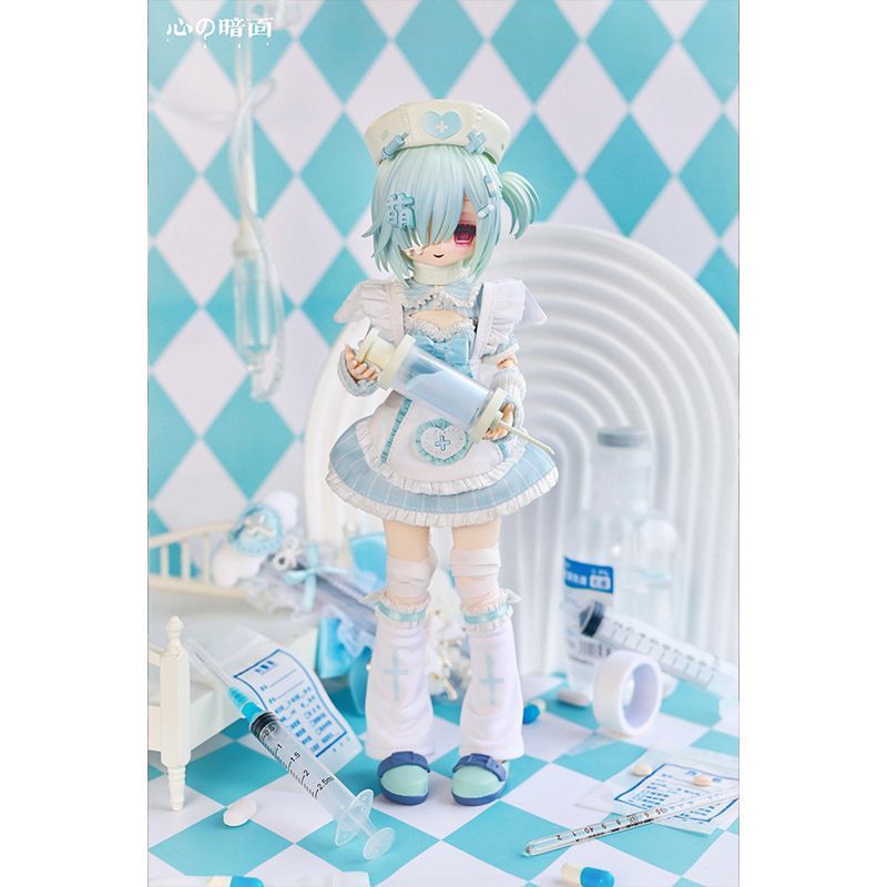 Heart's Dark Side 1/6 BJD blind box - nurse doll in a mint and white medical room