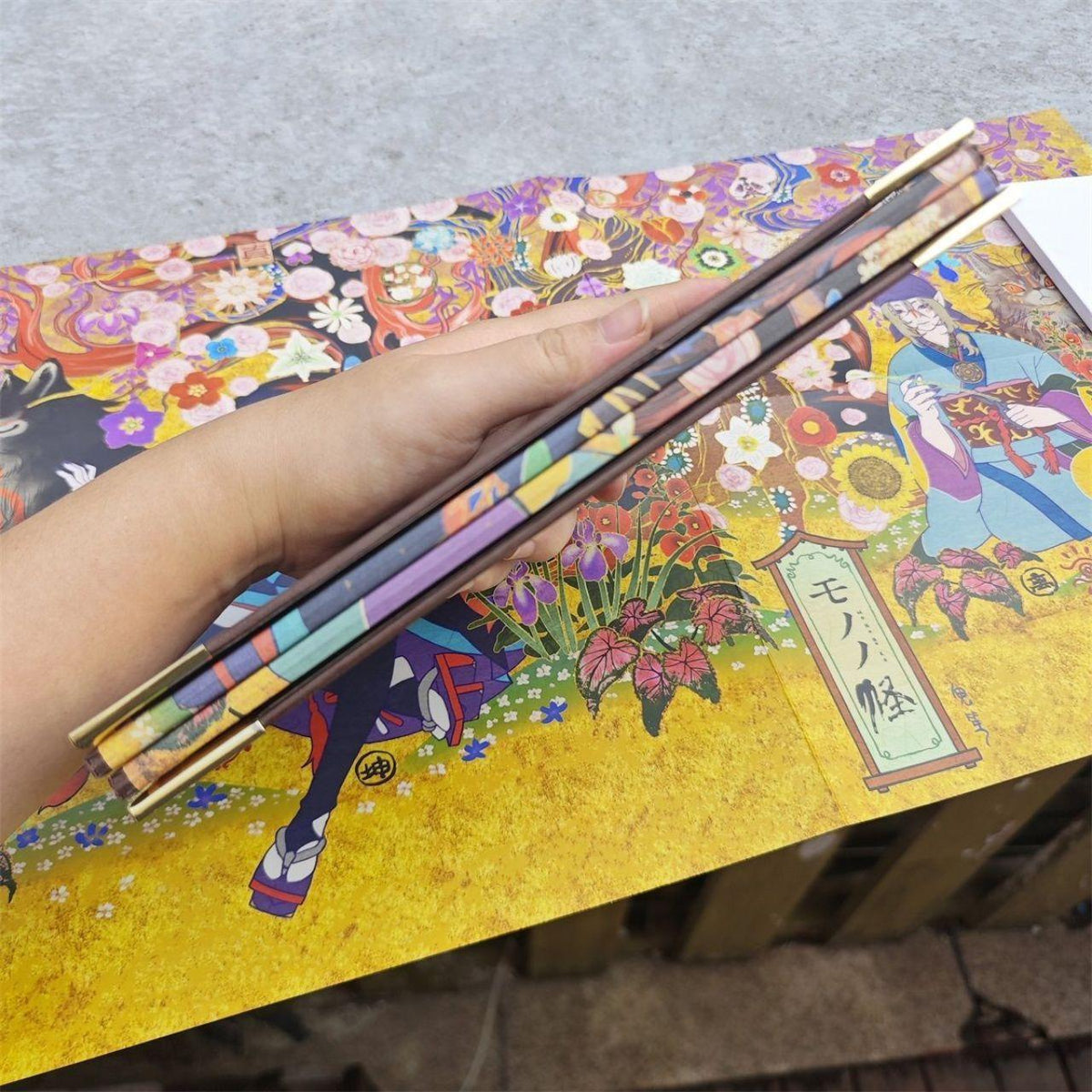 Mononoke Paper Art Folding Screen (Byobu) — Medicine Seller Sumi-e Collectible